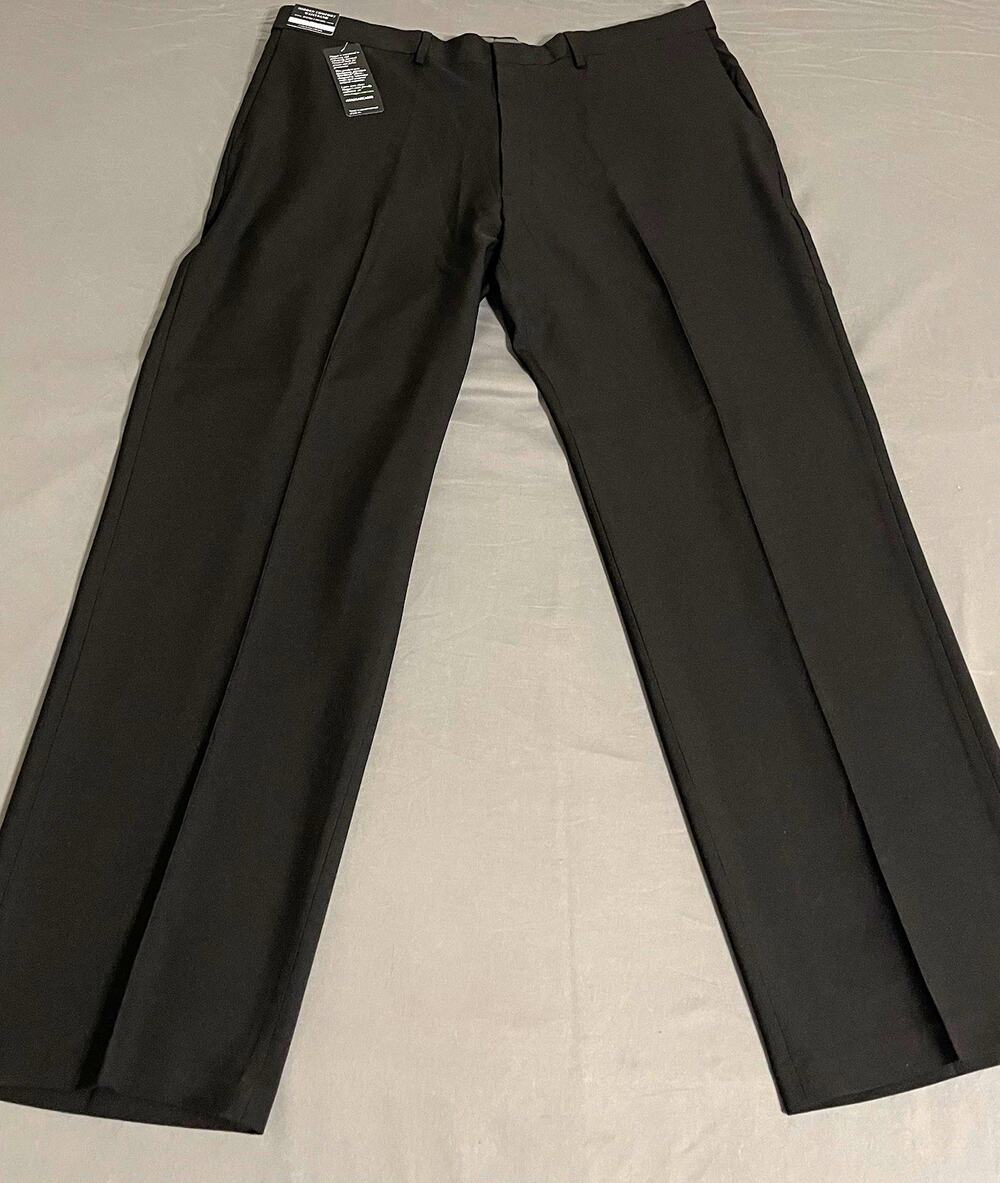Haggar Premium Comfort Dress Pants Mens 40 Black Classic Fit Flat Front Straight